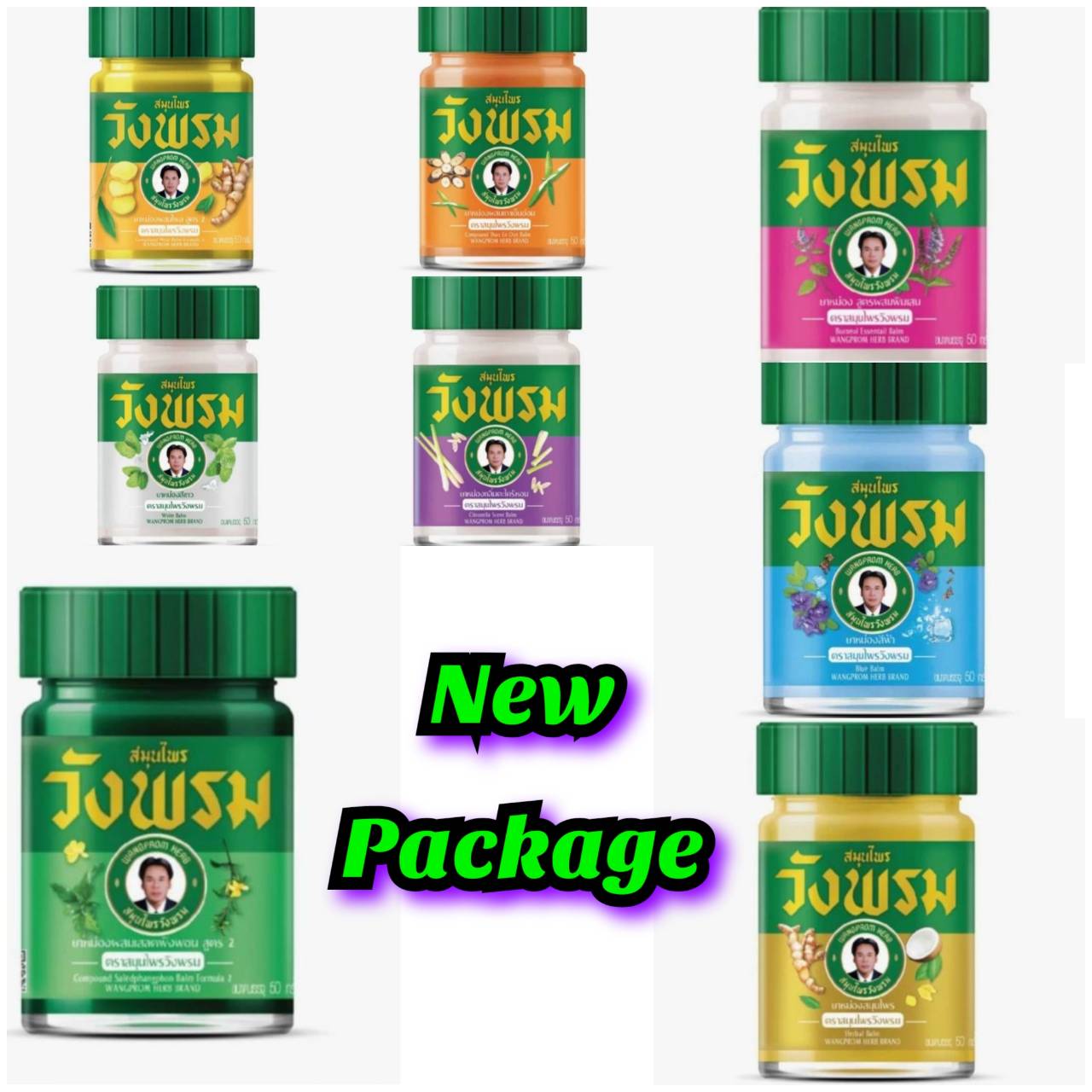 Травяной бальзам Wang Prom Прохладный, снимает мышечную боль при укусах насекомых, снимает головокружение, 50 г x1